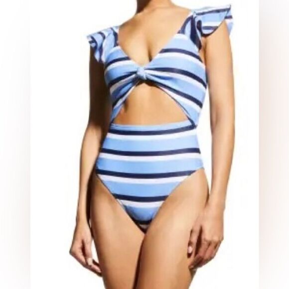 Tanya Taylor Coraline Stripe Cutout One-Piece Swimsuit NWT Size XS - Picture 1 of 7